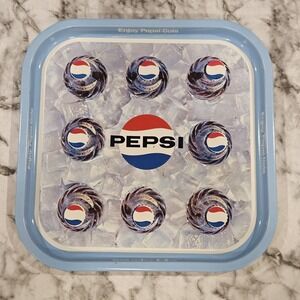 Vintage Enjoy Pepsi-Cola Square Metal Serving Tray Soda Advertising Sign 13 1/4"